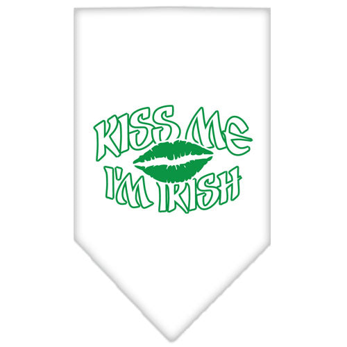 Kiss Me I'm Irish Screen Print Bandana White Large GreatEagleInc