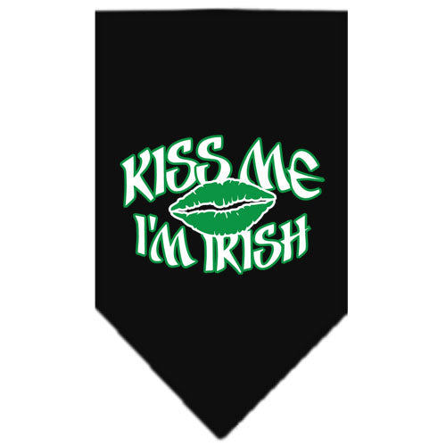 Kiss Me I'm Irish Screen Print Bandana Black Small GreatEagleInc