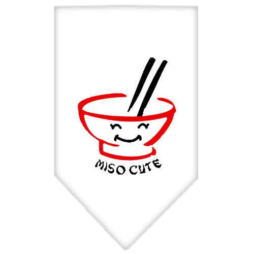 Miso Cute Screen Print Bandana White Large GreatEagleInc