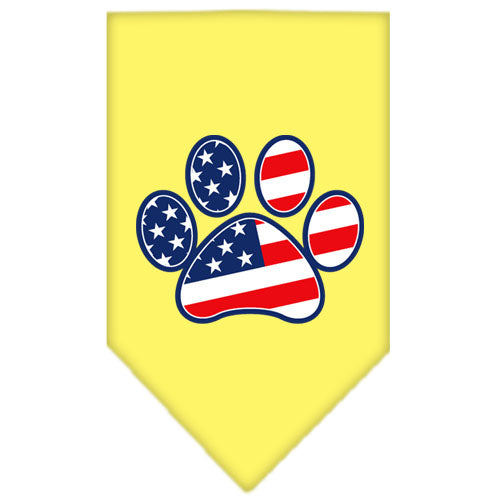 Patriotic Paw Screen Print Bandana Yellow Small GreatEagleInc