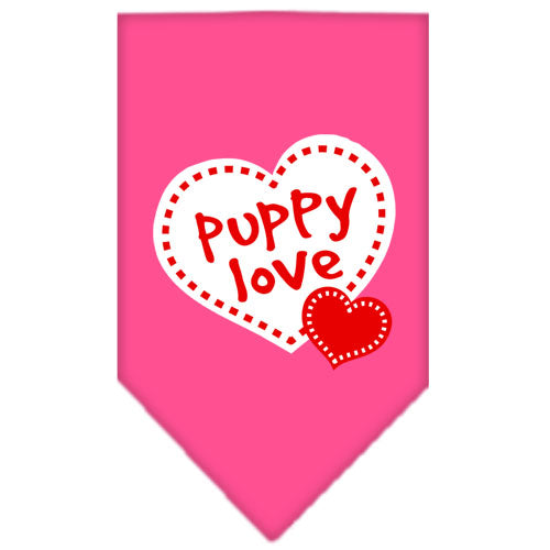 Puppy Love Screen Print Bandana Bright Pink Large GreatEagleInc