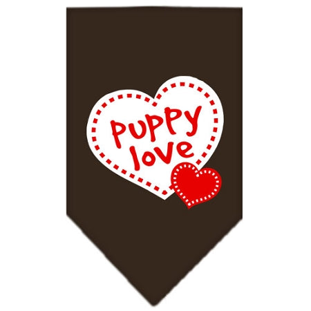 Puppy Love Screen Print Bandana Cocoa Large GreatEagleInc