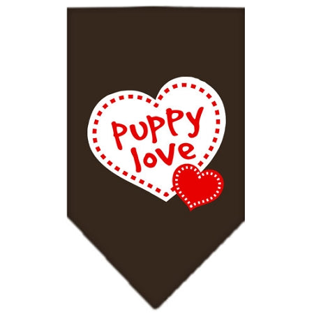 Puppy Love Screen Print Bandana Cocoa Small GreatEagleInc