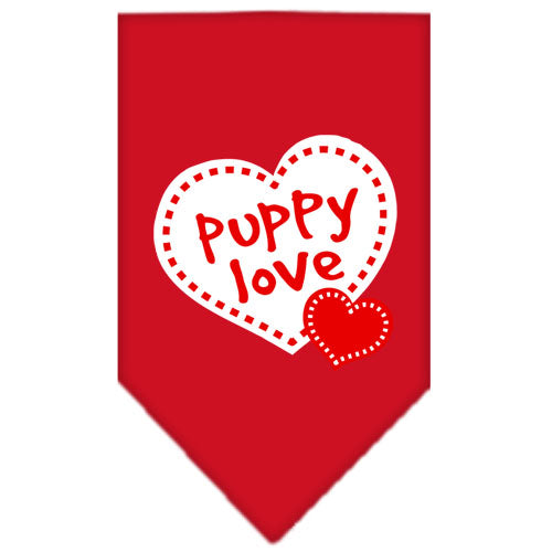 Puppy Love Screen Print Bandana Red Small GreatEagleInc