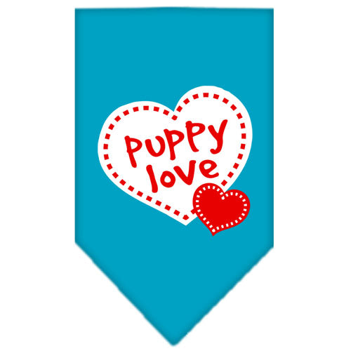 Puppy Love Screen Print Bandana Turquoise Small GreatEagleInc