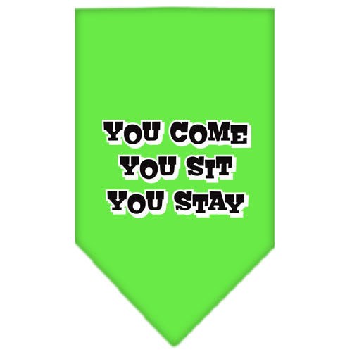 You Come, You Sit, You Stay Screen Print Bandana Lime Green Large GreatEagleInc