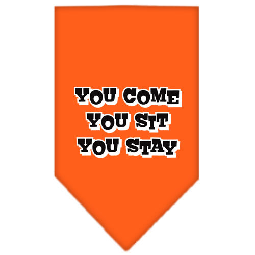 You Come, You Sit, You Stay Screen Print Bandana Orange Large GreatEagleInc