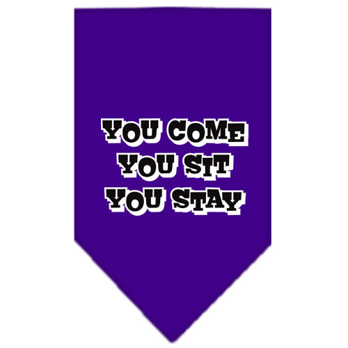 You Come, You Sit, You Stay Screen Print Bandana Purple Large GreatEagleInc