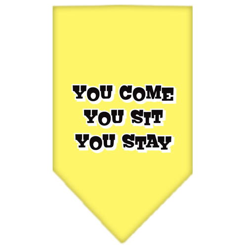 You Come, You Sit, You Stay Screen Print Bandana Yellow Large GreatEagleInc