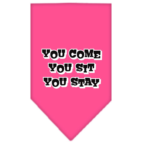 You Come, You Sit, You Stay Screen Print Bandana Bright Pink Small GreatEagleInc