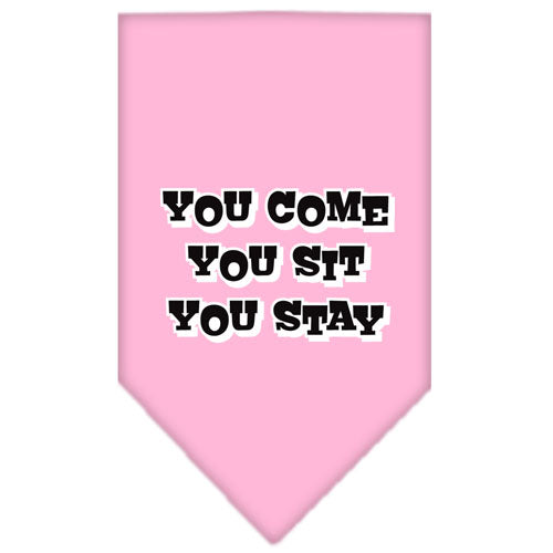 You Come, You Sit, You Stay Screen Print Bandana Light Pink Small GreatEagleInc