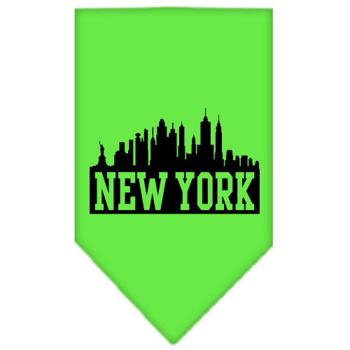 New York Skyline Screen Print Bandana Lime Green Large GreatEagleInc