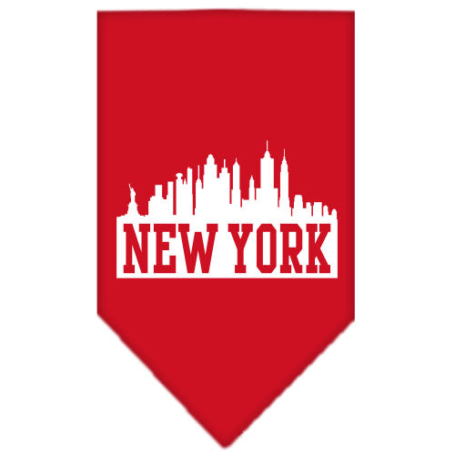 New York Skyline Screen Print Bandana Red Large GreatEagleInc