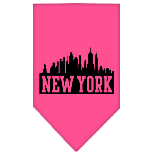 New York Skyline Screen Print Bandana Bright Pink Small GreatEagleInc
