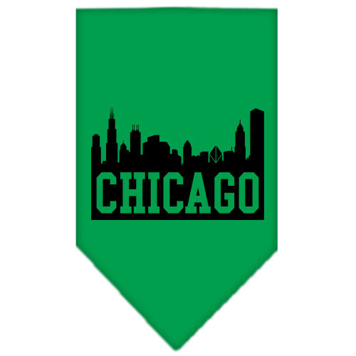 Chicago Skyline Screen Print Bandana Emerald Green Large GreatEagleInc