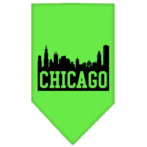 Chicago Skyline Screen Print Bandana Lime Green Large GreatEagleInc