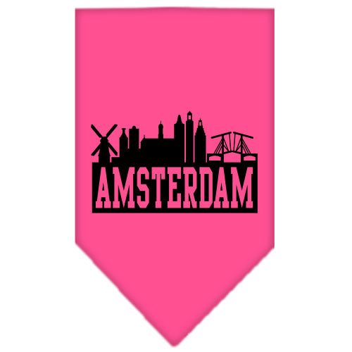 Amsterdam Skyline Screen Print Bandana Bright Pink Large GreatEagleInc