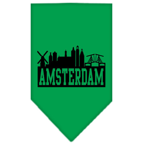 Amsterdam Skyline Screen Print Bandana Emerald Green Large GreatEagleInc