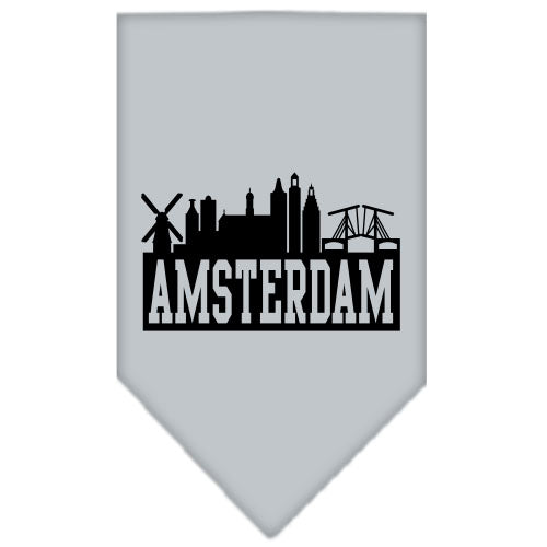 Amsterdam Skyline Screen Print Bandana Grey Large GreatEagleInc