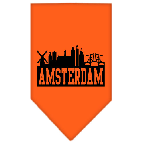 Amsterdam Skyline Screen Print Bandana Orange Large GreatEagleInc