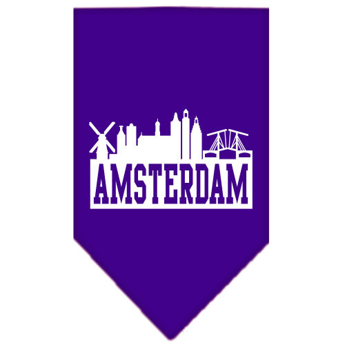 Amsterdam Skyline Screen Print Bandana Purple Large GreatEagleInc