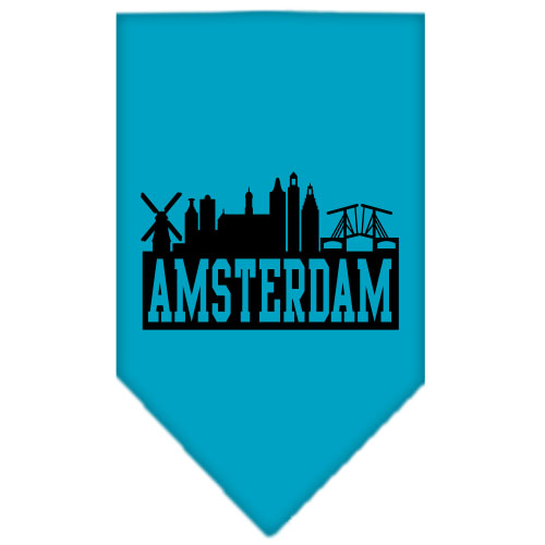 Amsterdam Skyline Screen Print Bandana Turquoise Large GreatEagleInc