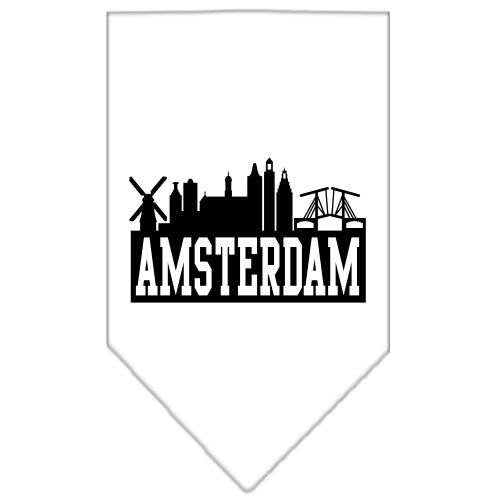 Amsterdam Skyline Screen Print Bandana White Large GreatEagleInc