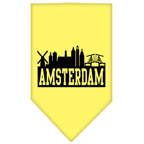 Amsterdam Skyline Screen Print Bandana Yellow Large GreatEagleInc