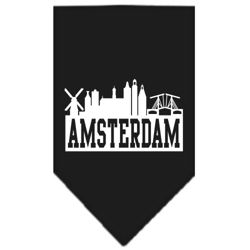 Amsterdam Skyline Screen Print Bandana Black Small GreatEagleInc