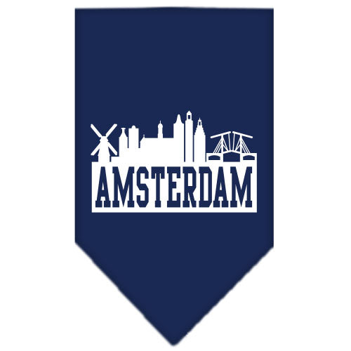 Amsterdam Skyline Screen Print Bandana Navy Blue Small GreatEagleInc