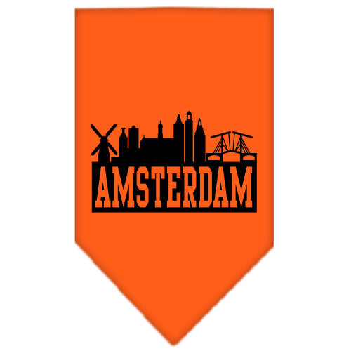 Amsterdam Skyline Screen Print Bandana Orange Small GreatEagleInc