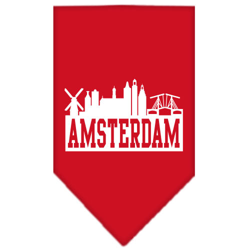 Amsterdam Skyline Screen Print Bandana Red Small GreatEagleInc