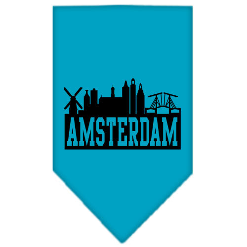 Amsterdam Skyline Screen Print Bandana Turquoise Small GreatEagleInc