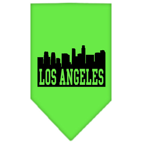 Los Angeles Skyline Screen Print Bandana Lime Green Small GreatEagleInc