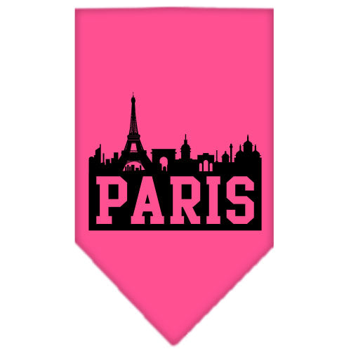 Paris Skyline Screen Print Bandana Bright Pink Large GreatEagleInc