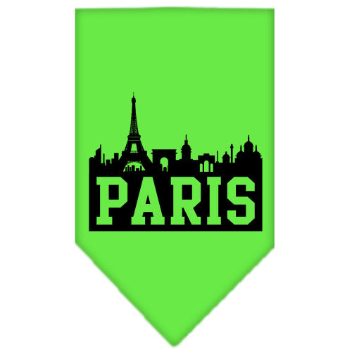 Paris Skyline Screen Print Bandana Lime Green Small GreatEagleInc