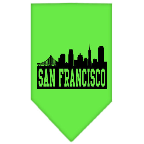 San Francisco Skyline Screen Print Bandana Lime Green Large GreatEagleInc