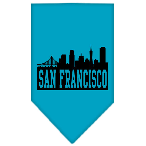 San Francisco Skyline Screen Print Bandana Turquoise Small GreatEagleInc
