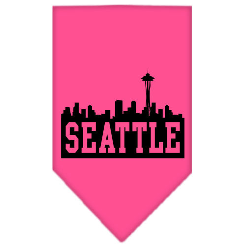 Seattle Skyline Screen Print Bandana Bright Pink Large GreatEagleInc
