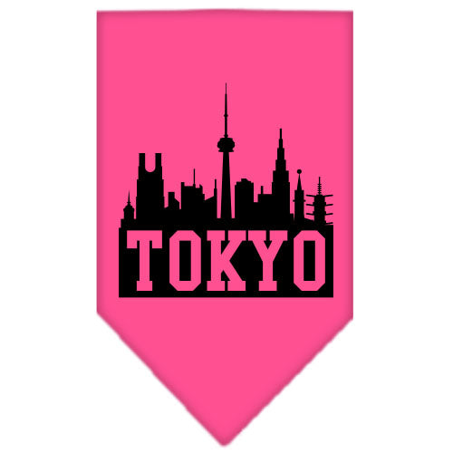 Tokyo Skyline Screen Print Bandana Bright Pink Large GreatEagleInc