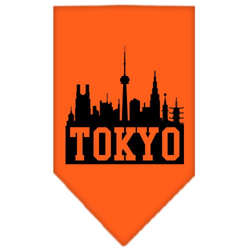 Tokyo Skyline Screen Print Bandana Orange Large GreatEagleInc