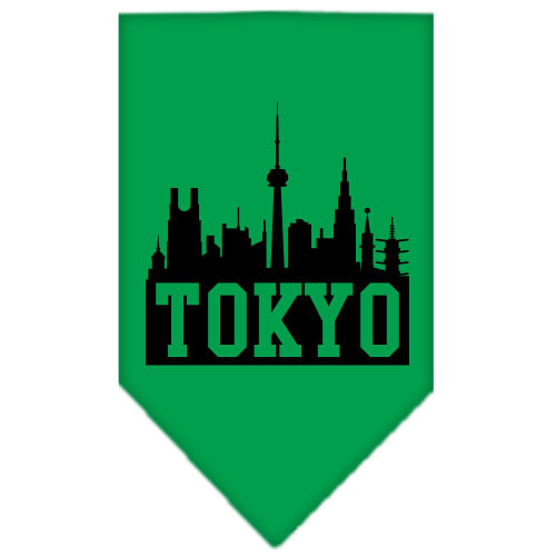 Tokyo Skyline Screen Print Bandana Emerald Green Small GreatEagleInc