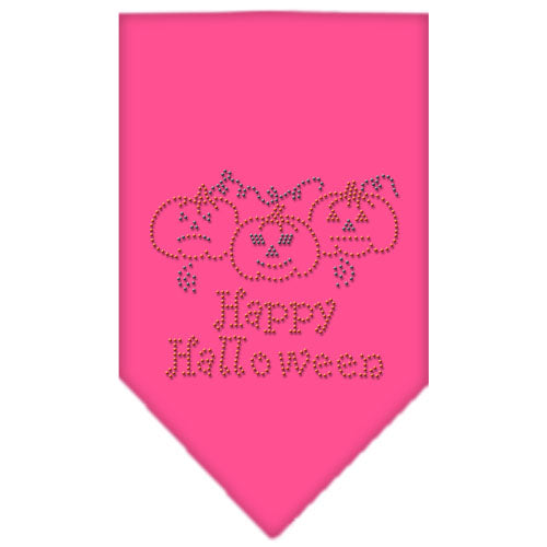 Happy Halloween Rhinestone Bandana Bright Pink Large GreatEagleInc