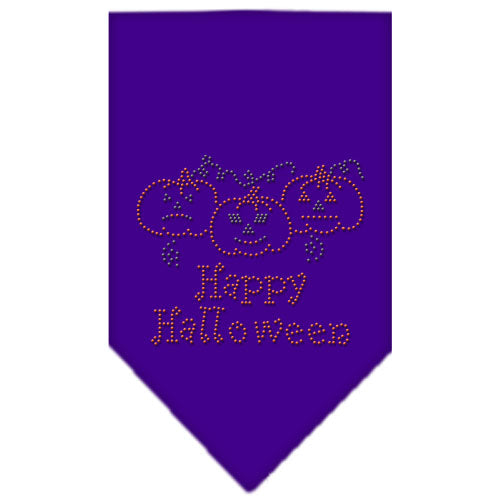 Happy Halloween Rhinestone Bandana Purple Large GreatEagleInc