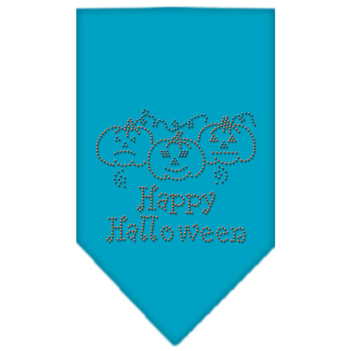 Happy Halloween Rhinestone Bandana Turquoise Large GreatEagleInc