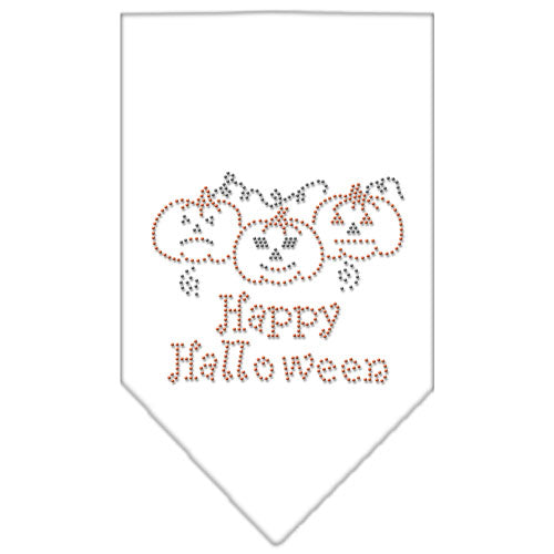 Happy Halloween Rhinestone Bandana White Large GreatEagleInc