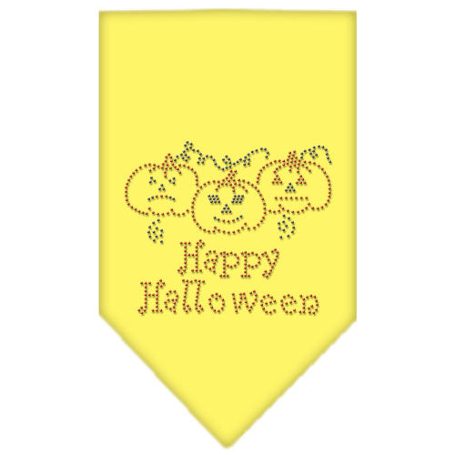 Happy Halloween Rhinestone Bandana Yellow Large GreatEagleInc