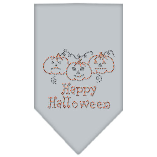 Happy Halloween Rhinestone Bandana Grey Small GreatEagleInc