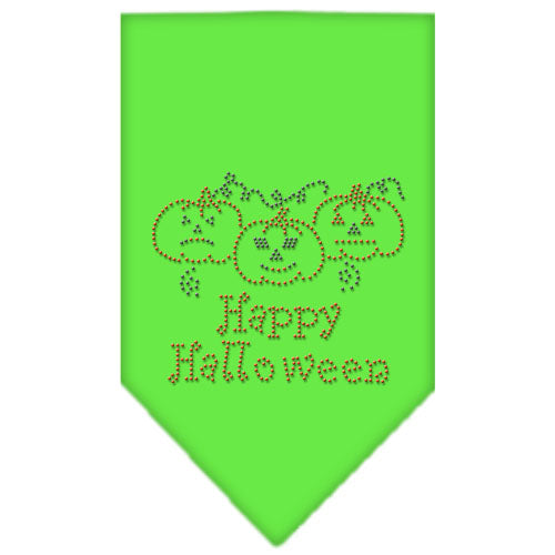 Happy Halloween Rhinestone Bandana Lime Green Small GreatEagleInc