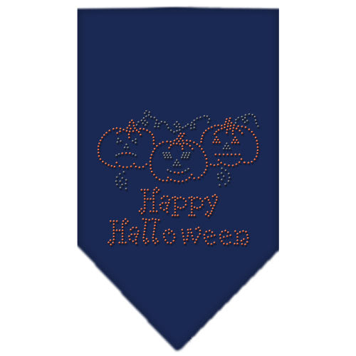 Happy Halloween Rhinestone Bandana Navy Blue Small GreatEagleInc